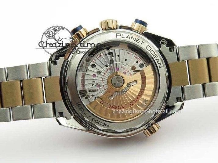 0209 FlexibleFit Seamaster Professional Chrono SS RG Blue Ceramic Blue Dial On SS RG Bracelet A 8211